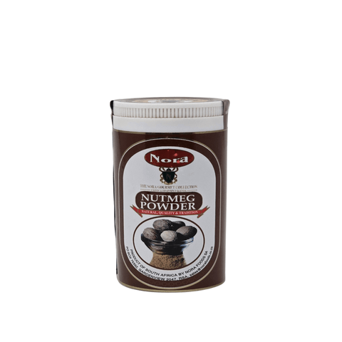Nora Nutmeg Powder container for culinary use, warm and aromatic spice for cooking and baking.