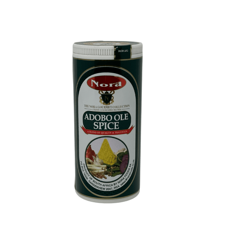 Nora Adobo Spice container for seasoning meat, chicken, and fish with garlic and herbs