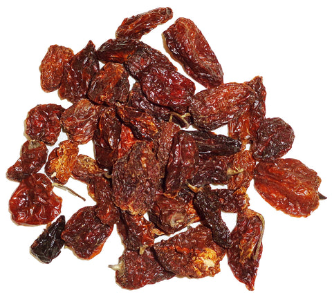 Sasun dehydrated red habanero peppers 5oz package.