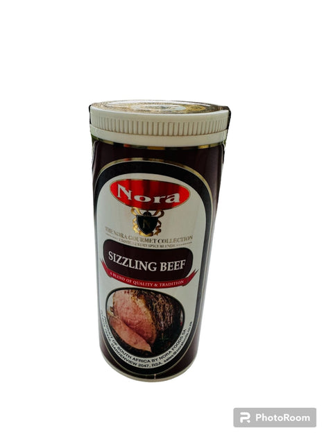 Nora Sizzling Beef Seasoning container with Filipino sisig-inspired spice blend for flavorful meals