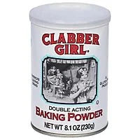 Clabber Girl Baking Powder 8.1oz container for fluffy and light baked goods