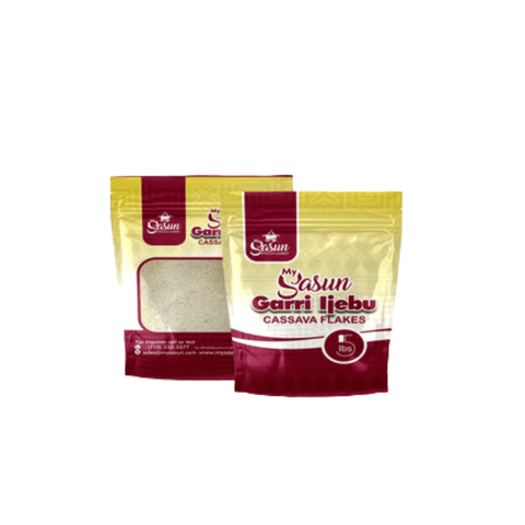 20lbs pack of Garri Ijebu cassava flakes in resealable bags for authentic Nigerian cuisine