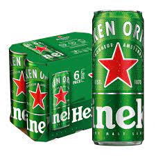 Heineken Premium Malt Lager six-pack with green cans and red star logo