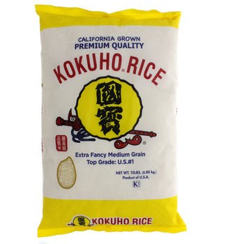 Kokuho Rice 15lbs bag with premium quality label.