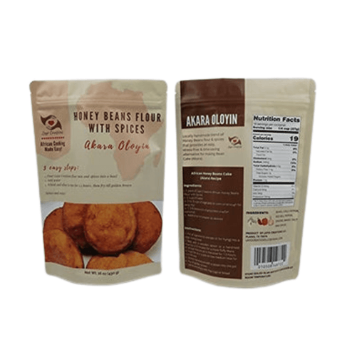Layo Creations Akara Mix 430g honey beans flour with spices for traditional Nigerian Akara snacks, high fiber and antioxidant-rich.