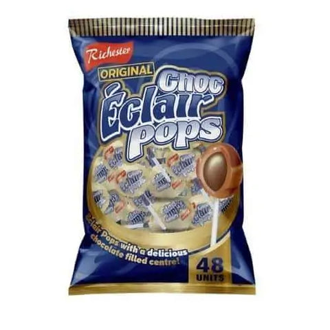 Oshon Eclairs Pop Lollipop with rich chocolate center packaging.