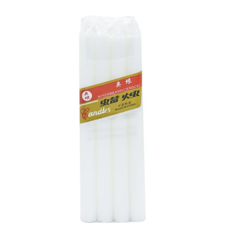 Dew of Heaven Prayer Candles in white packaging.