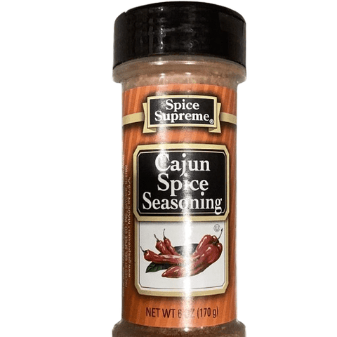 Spice Supreme Cajun Seasoning 6oz bottle with red chili pepper image and black cap