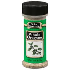 Spice Supreme Whole Oregano bottle with green label.