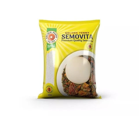 Golden Penny Semovita premium wheat flour packaging with soup.