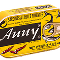Anny Sardine traditional sardines in red box with vegetable and spicy oil options