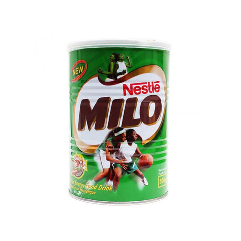 Nestle Milo 400g chocolate malt drink powder canister with sports-themed design on green packaging