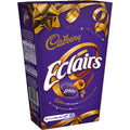 Cadbury Eclairs Jumbo 350g box with purple and gold design, featuring caramel-filled chocolate candies.
