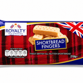 Close-up of Royalty Shortbread cookies showcasing crumbly butter texture and golden color