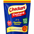 Checkers Vanilla Custard Refill 400g box with custard powder ingredients and banana flavor label