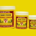 Damatol Hair Food leave-in conditioning cream containers with bergamot formula and vitamin E.