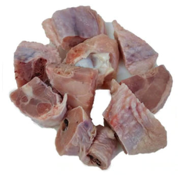 Protein bundle with assorted meat cuts including turkey wings, goat meat, hen, beef, tripe, and mackerel fish.