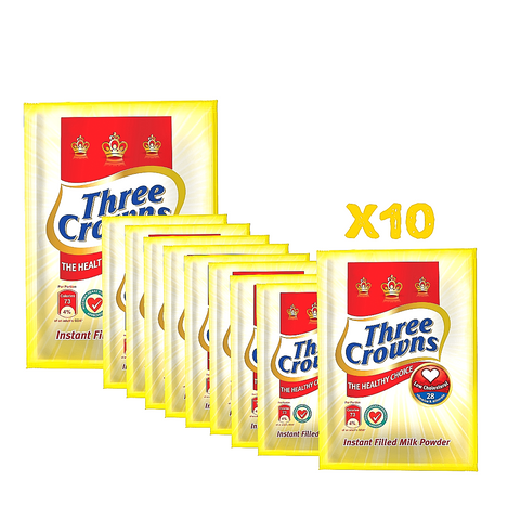 Three Crowns Satchet 12g Pack of 10, rich creamy milk, essential nutrients.