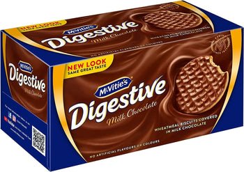 McVities Digestives Milk Chocolate box with wholemeal biscuit imagery.