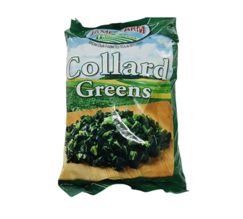 James Farm Collard Greens package on white background.