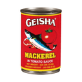 Geisha Mackerel in Tomato Sauce 15 oz can packaging.