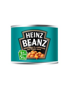 Heinz Beanz 200g can with classic baked beans and rich tomato sauce label.