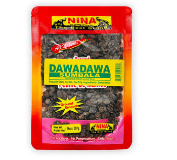 Nina Dawadawa Locust Beans packaging with label showing product details.