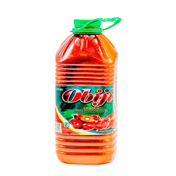 Obiji Palm Oil 2L bottle with vibrant color and premium quality.