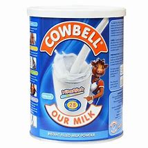 Cowbell Milk 380g tin, nutritious powdered milk for families.