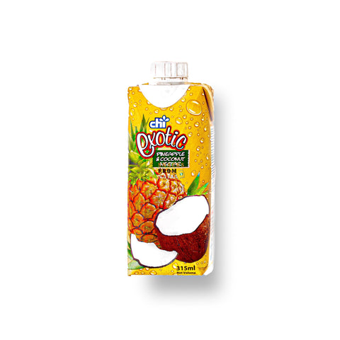 Full pack of 12 Chivita Exotic Coconut 315ml bottles showcasing tropical coconut beverage