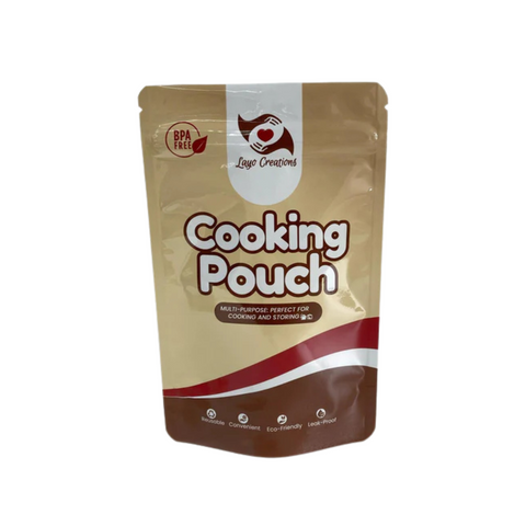 Beige Moi Moi Cooking Pouch by Layo Creations, BPA-free, reusable mylar storage and cooking bag, leak-proof design.