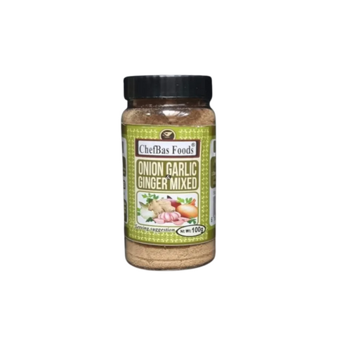 Chef Bas Onion Garlic & Ginger Mix 84g seasoning blend jar.