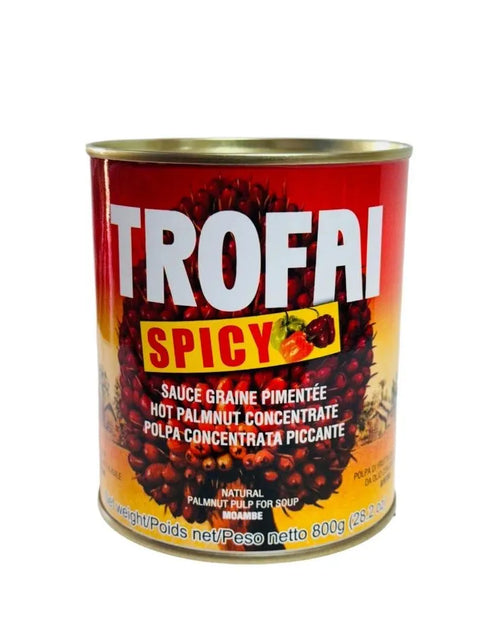 Trofai Spicy Palmnut Cream 800g can of natural West African hot palmnut concentrate for cooking soups and stews