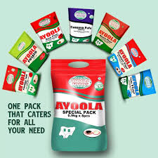 Ayoola Special Combo pack with assorted Nigerian flours including poundo yam, rice, beans, plantain, cassava, potato, and yam flour in 0.9kg packs