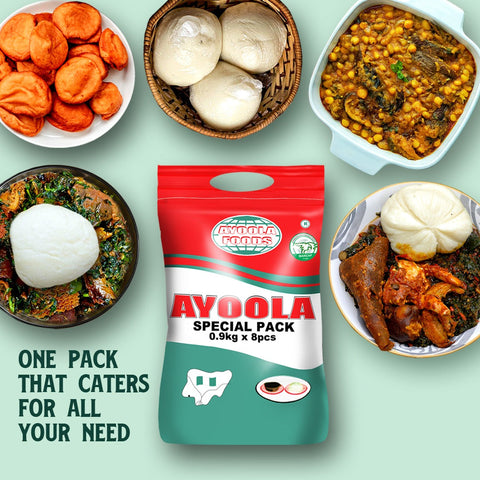 Ayoola Special Combo - Beans, Rice, Semo, Rice, Pounded Yam, Yam Flour, Fufu