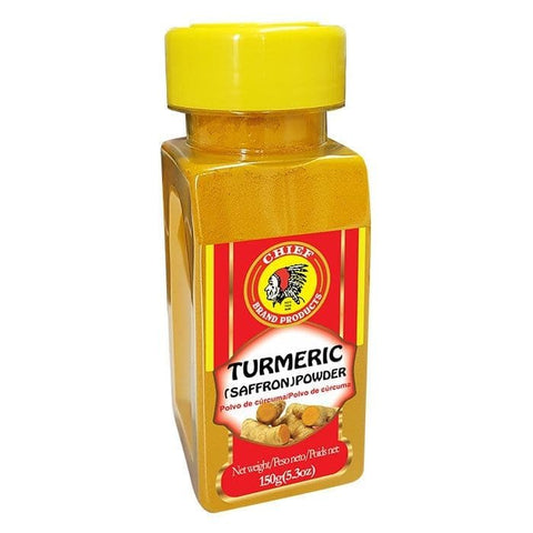 Chief Turmeric powder 5.3oz bottle with yellow cap and red label showing turmeric roots and powder