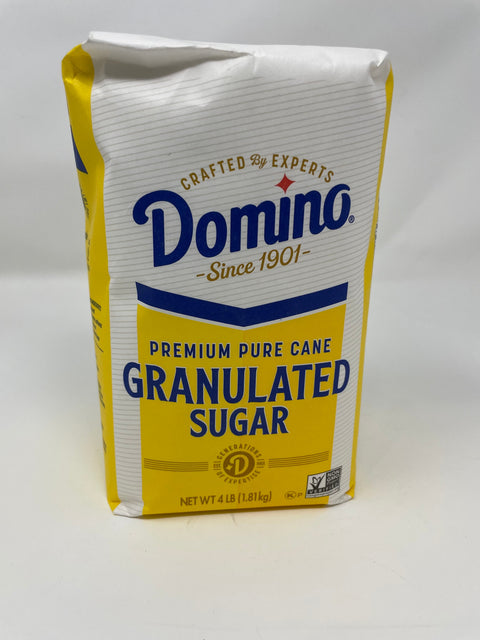 Domino Sugar 4lb package of premium pure cane granulated sugar.