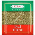 Gino Dried Thyme 5pcs packaging with herbs, enhancing culinary dishes.