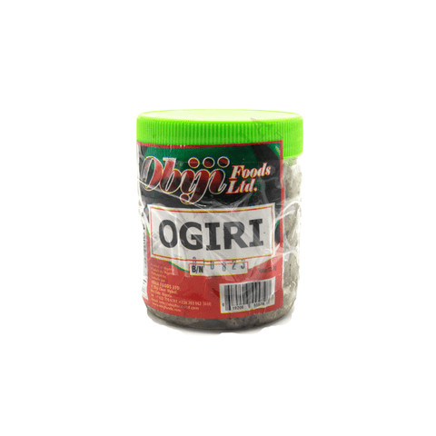 Obiji Frozen Ogiri 8oz jar, traditional Nigerian fermented condiment.