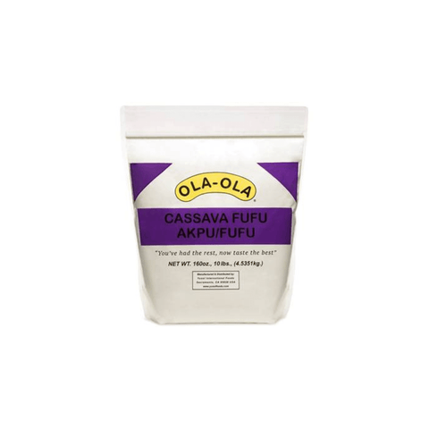 Ola Ola Cassava Fufu - Akpu in resealable packaging for traditional Nigerian cuisine