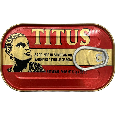 Titus Sardine canned sardines in soybean oil 125g pantry staple seafood snack