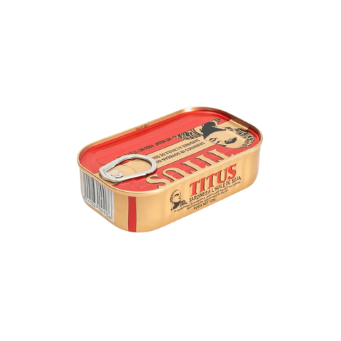 Titus Sardine canned sardines in vegetable oil 125g tin packaging