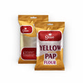 Sasun Yellow Pap Flour in golden packaging, traditional Nigerian delicacy made from yellow corn.