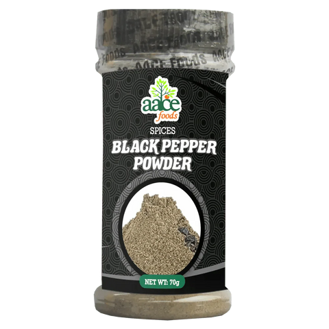 AACE Black Pepper Powder 70g bottle with fine black pepper spice for seasoning meals