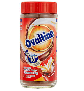 OVALTINE MALTED DRINK 400g jar with cocoa and barley malt.