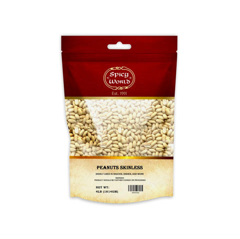 Spicy World Raw Skinless Peanut 4lbs package with natural fresh unroasted peanuts
