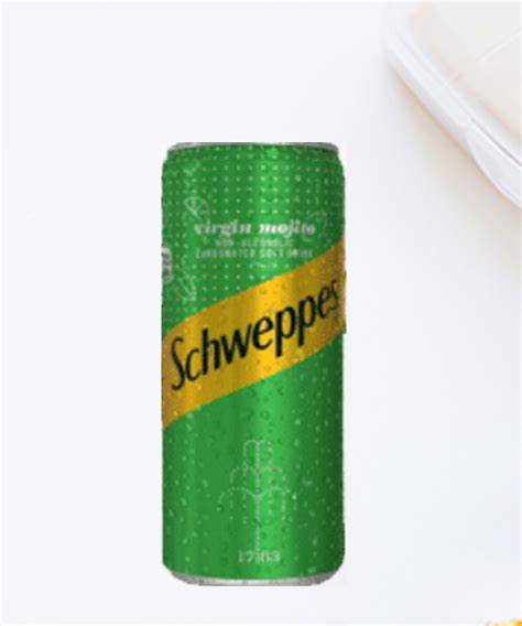 Schweppes Mojito Can with green and yellow branding.