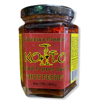 Kotto Fried Pepper Sauce 16ml jar with bold and spicy hot pepper flavor from Liberia