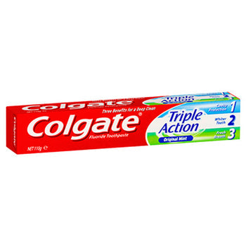 Colgate Toothpaste Triple Action 2.50oz fluoride toothpaste for cavity protection and fresh breath